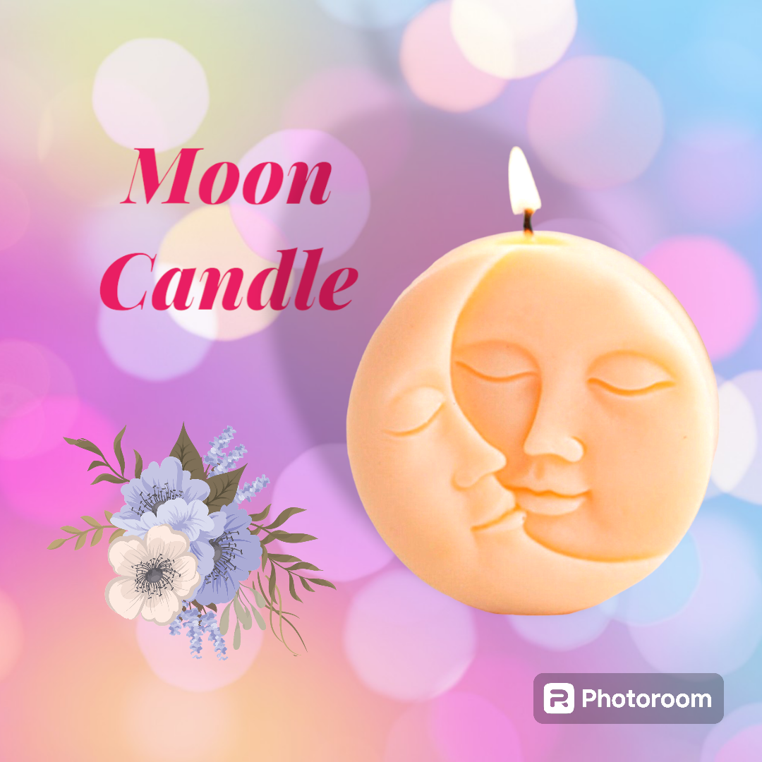 Aura-Vibe’s Smooth Scented Moon Face Candles – Pack of 2